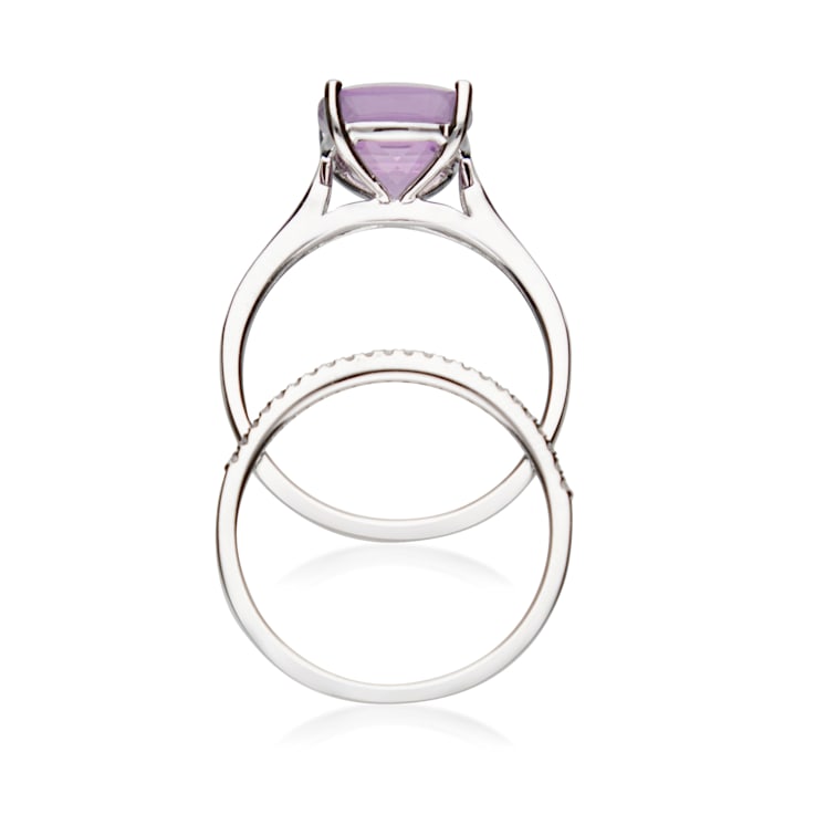 Gin & Grace 14K White Gold Natural Light Pink Amethyst Diamond (I1) Ring