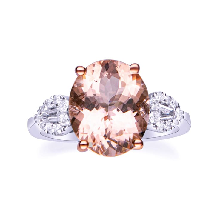 Gin & Grace 14K Two Tone Gold Morganite with Diamond Ring