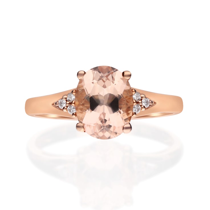 Gin & Grace 10K Rose Gold Morganite and Diamond Ring