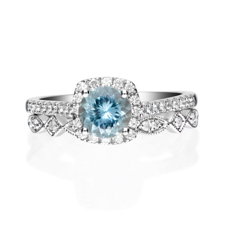 Gin & Grace 14K White Gold Ring with Aquamarine