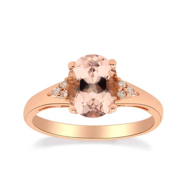 Gin & Grace 10K Rose Gold Morganite and Diamond Ring