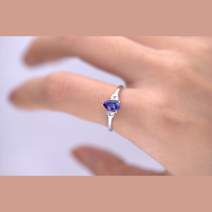 Gin & Grace 10K White Gold Tanzanite with Diamond  Ring