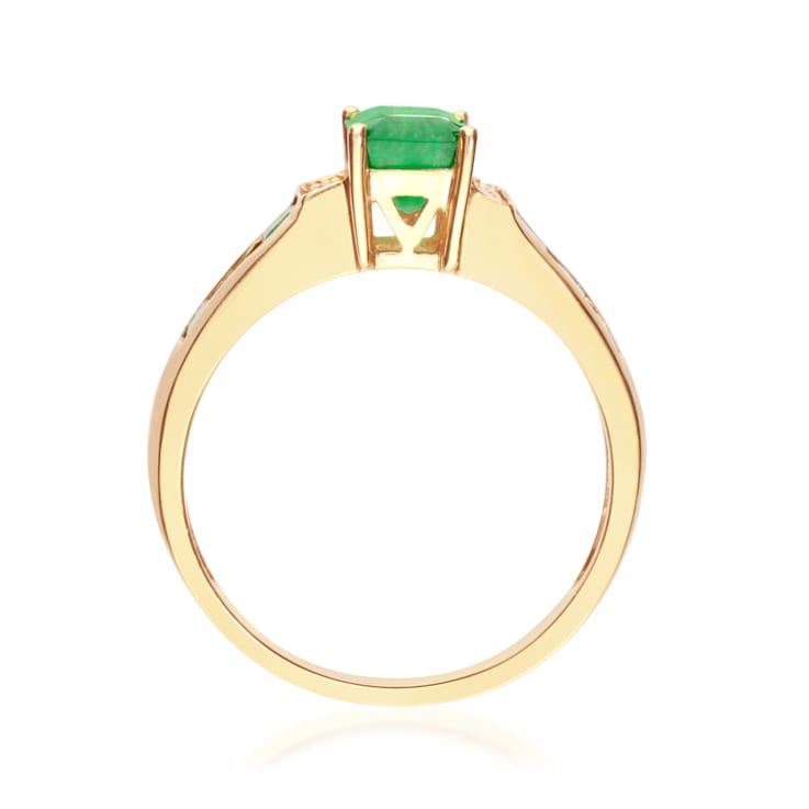 Gin & Grace 10K Yellow Gold Natural Emerald With Real Diamond (I1) Ring
