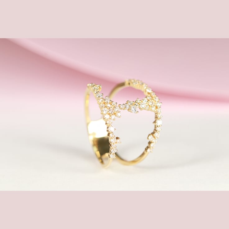 Gin & Grace 14K Yellow Gold Real Natural Diamond Ring (I1)