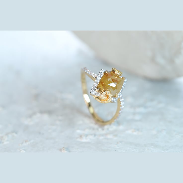 Gin & Grace 18K Yellow Gold Natural Yellow and White Diamonds Ring