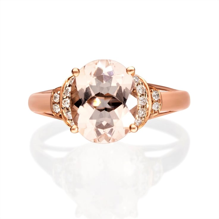 Gin & Grace 10K Rose Gold Morganite and Diamond Ring