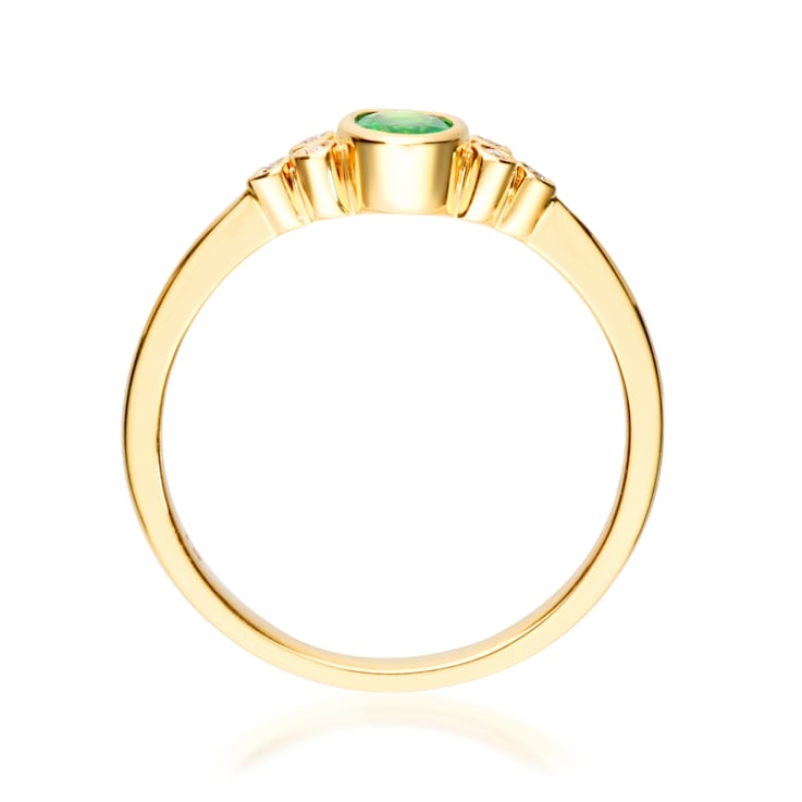 Gin & Grace 10K Yellow Gold Natural Zambian Emerald Ring with Real Diamonds