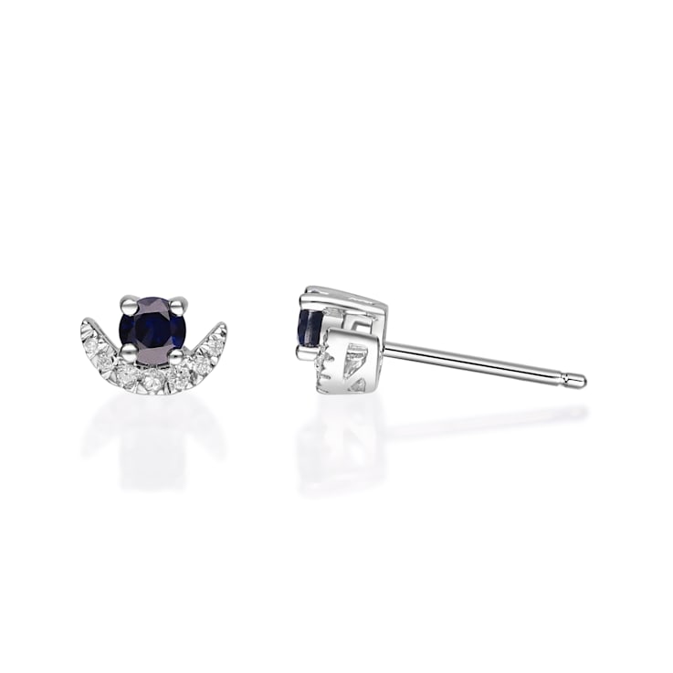 Gin & Grace 10K White Gold Genuine Blue Sapphire and Real Diamond
(I1) Earring