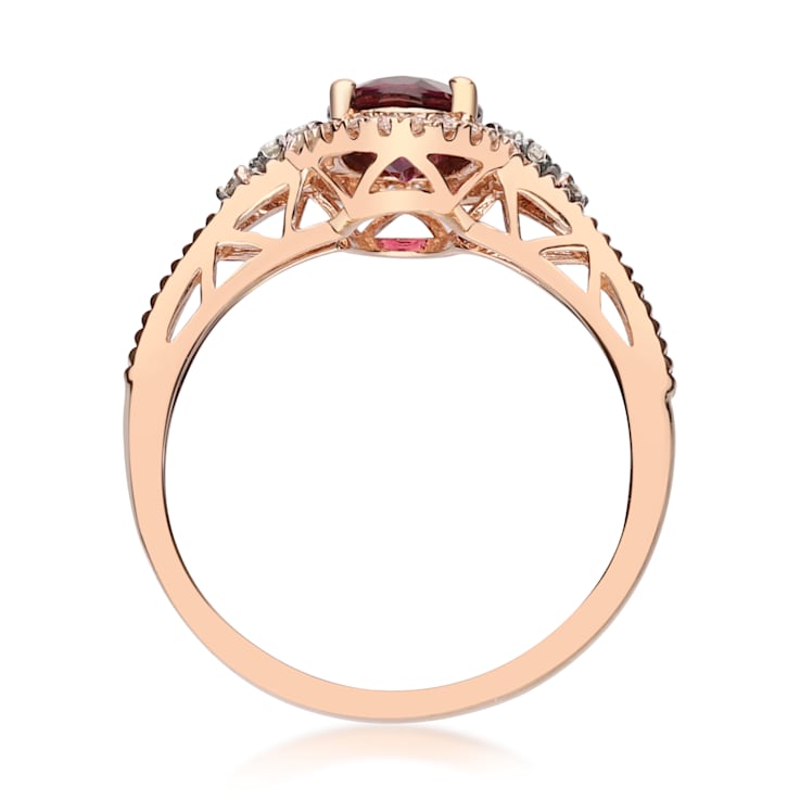 Gin & Grace 10K Rose Gold Raspberry color Natural Rhodolite Garnet
& Real Diamond (I1)