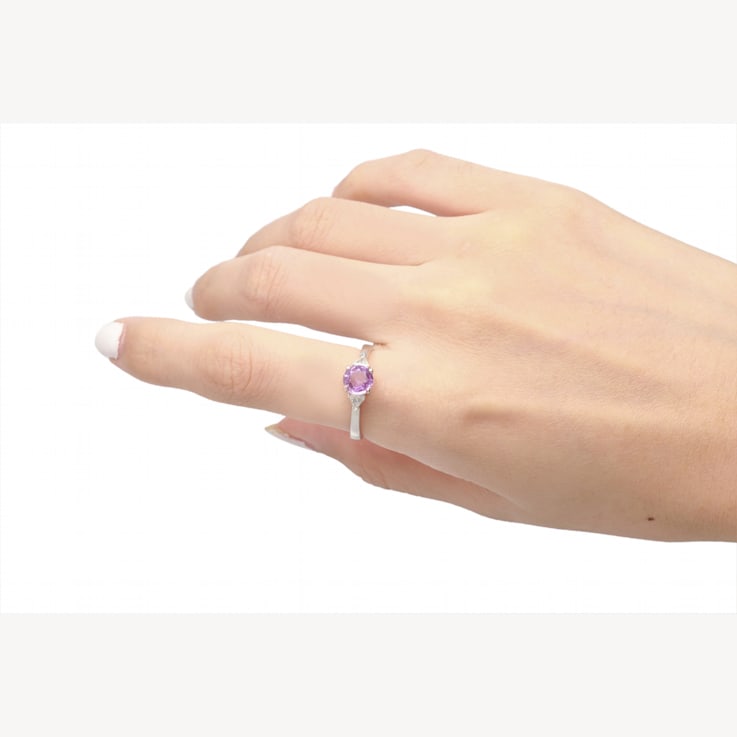 Gin & Grace Platinum 950 Diamond Ring with Purple Sapphire