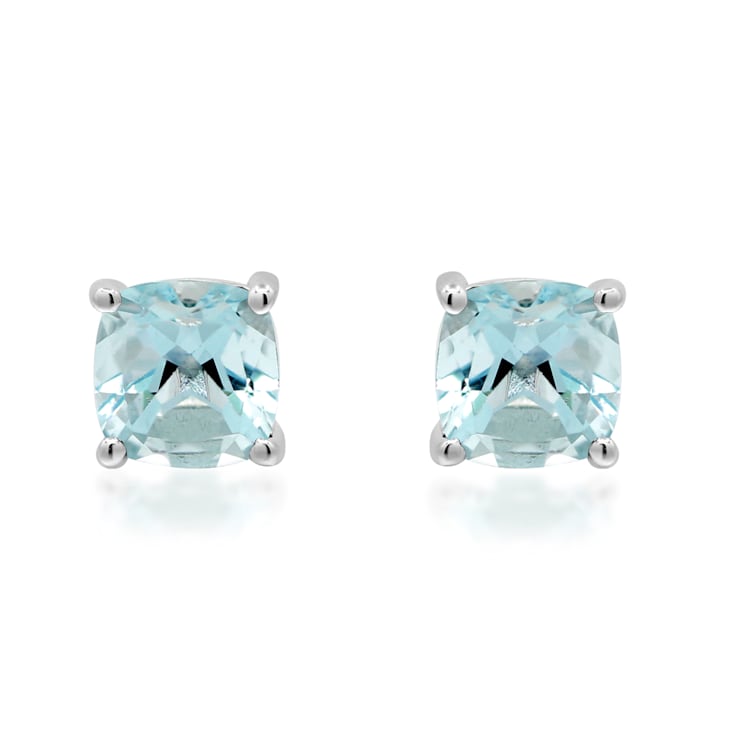 Gin & Grace 14K White Gold Aquamarine Stud Earring