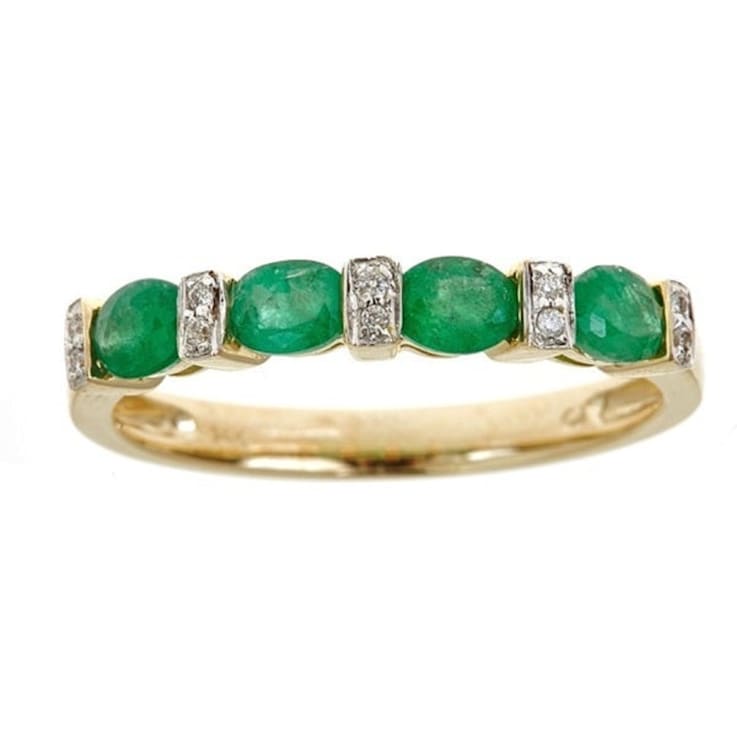 Gin and Grace 14K Yellow Gold Natural Zambian Emerald Ring with Real Diamonds