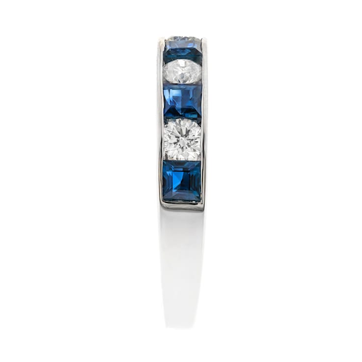 Gin and Grace 14K White Gold Natural Blue Sapphire Ring with Real Diamonds