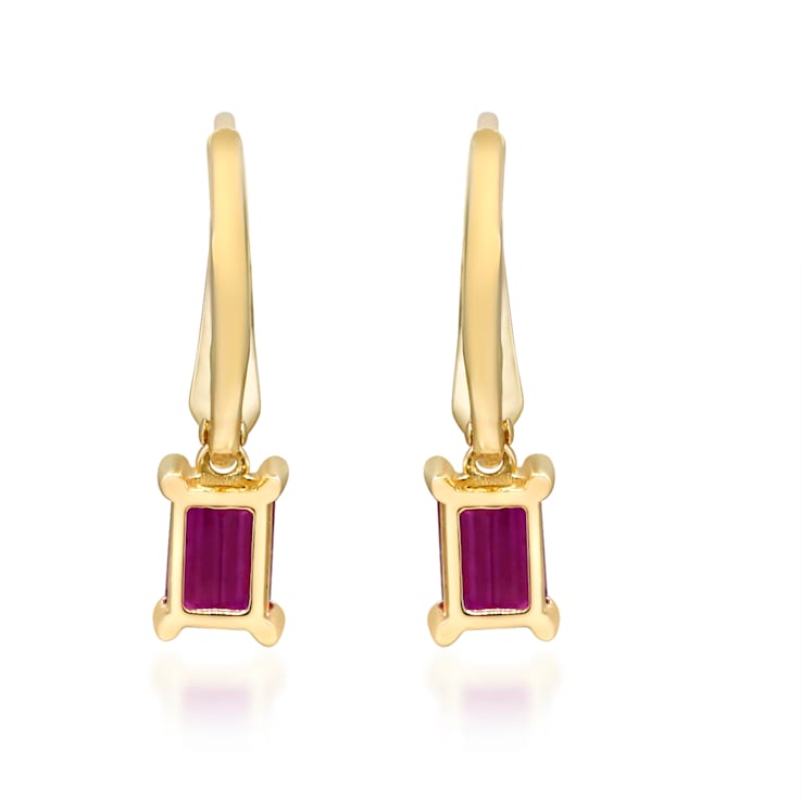 Gin & Grace 14K Yellow Gold Genuine Ruby with Real Diamond Earring