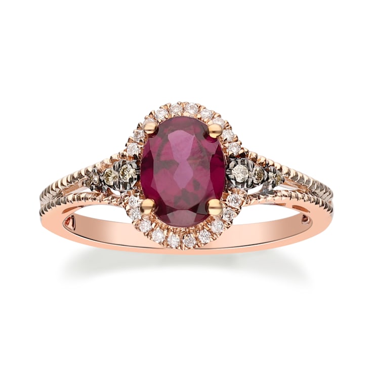 Gin & Grace 10K Rose Gold Raspberry color Natural Rhodolite Garnet
& Real Diamond (I1)