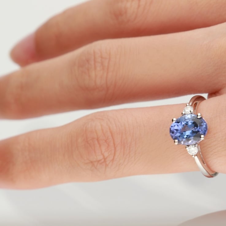 Gin & Grace 14K White Gold Blue Tanzanite Diamond Ring