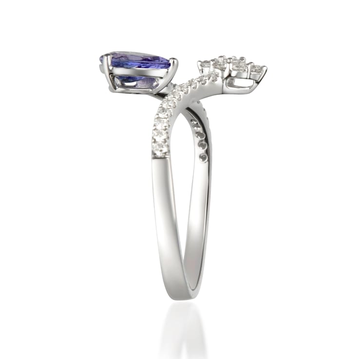 Gin & Grace 14K White Gold Tanzanite and Diamond Ring (I1)