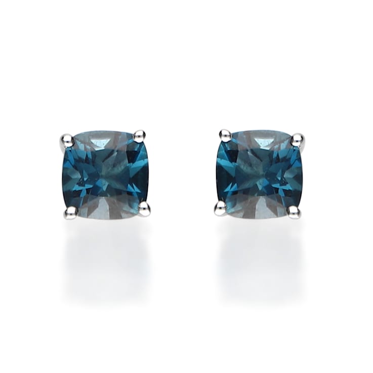 Gin & Grace 14K White Gold Stud Earring with London Blue Topaz