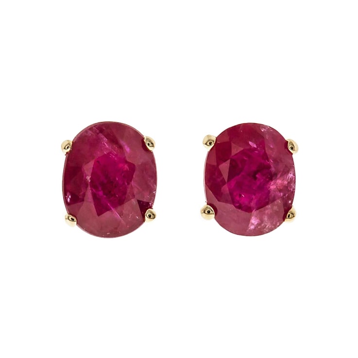 Gin & Grace 14K Yellow Gold Stud Earring with Genuine Ruby