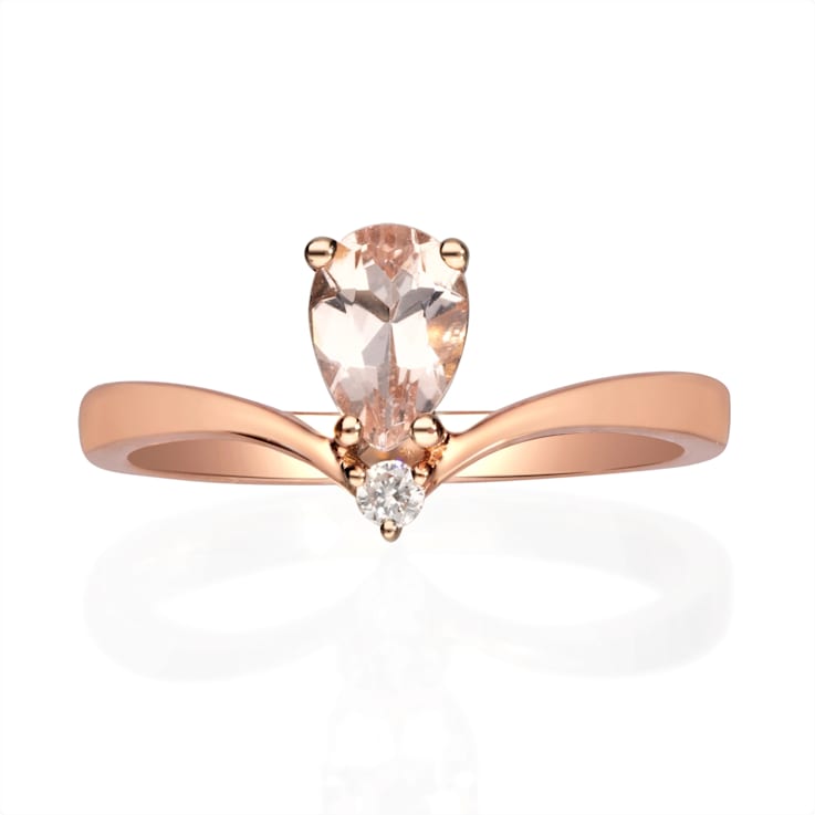 Womens Diamond Accent Genuine Pink Morganite 10K Rose Gold Heart