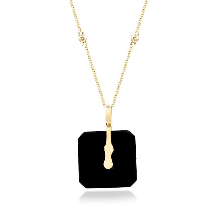 Gin & Grace 14K Yellow Gold Ethiopian Opal and Onyx Pendant with Diamonds