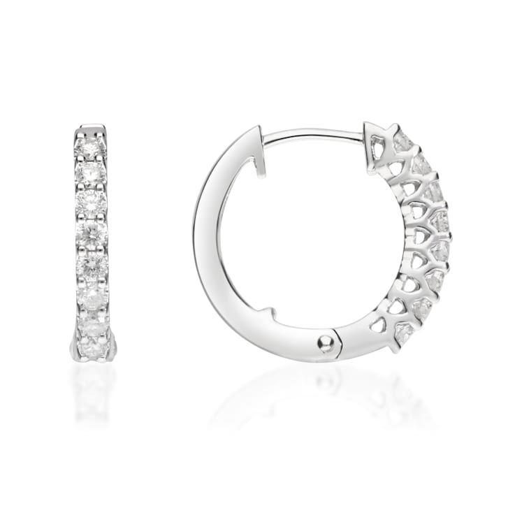 Gin & Grace 14K White Gold Real White Diamond (I1) Hoop Earring