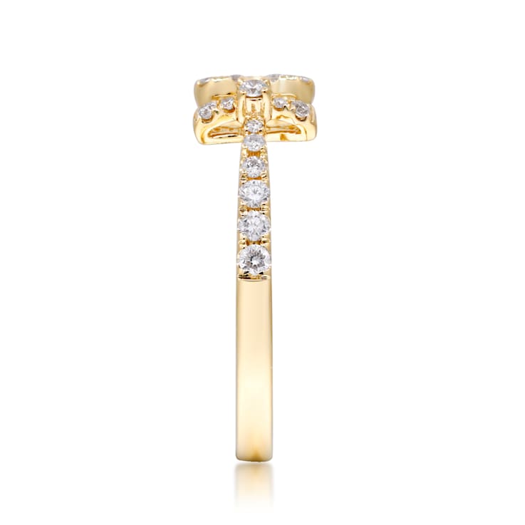 Gin & Grace 14K Yellow Gold Round-cut Real White Diamond (I1) Ring