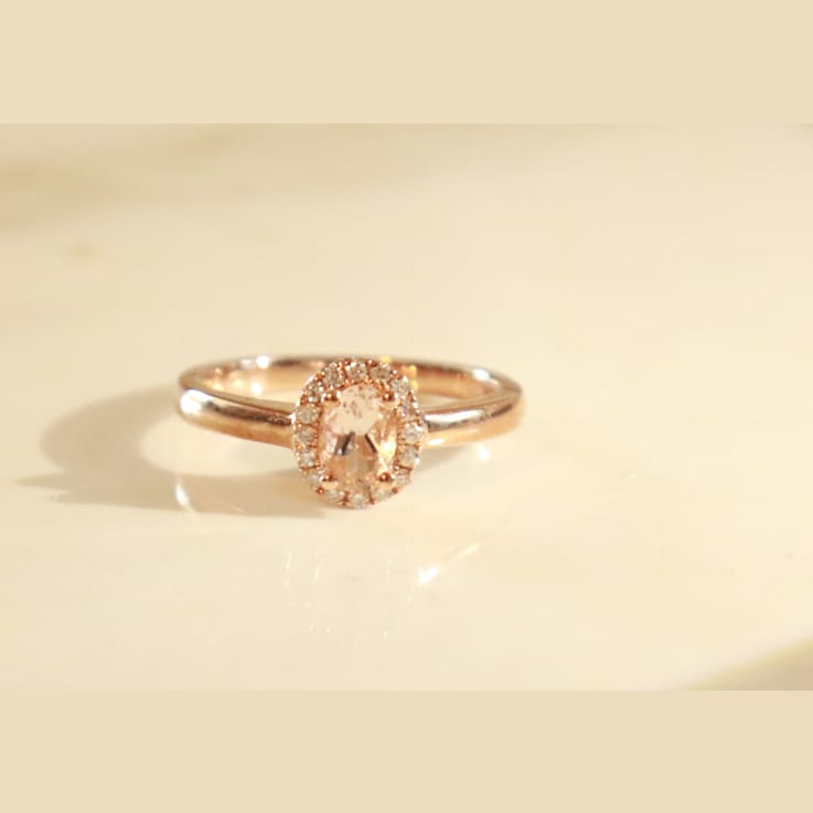 Gin & Grace 10K Rose Gold Morganite Ring with Diamonds