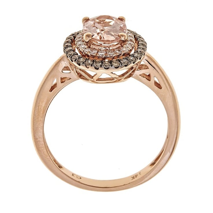 Gin & Grace 14K Rose Gold Real Diamond Big Anitque Ring (I1) with
Genuine Morganite