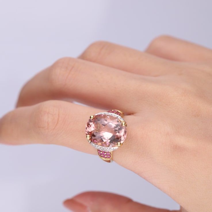 Gin & Grace 14k Rose Gold Morganite With Diamond Ring