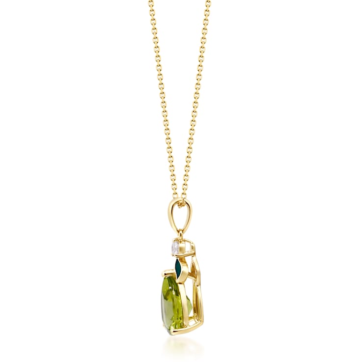 Gin and Grace 10K Yellow Gold Peridot Pendant with Diamonds