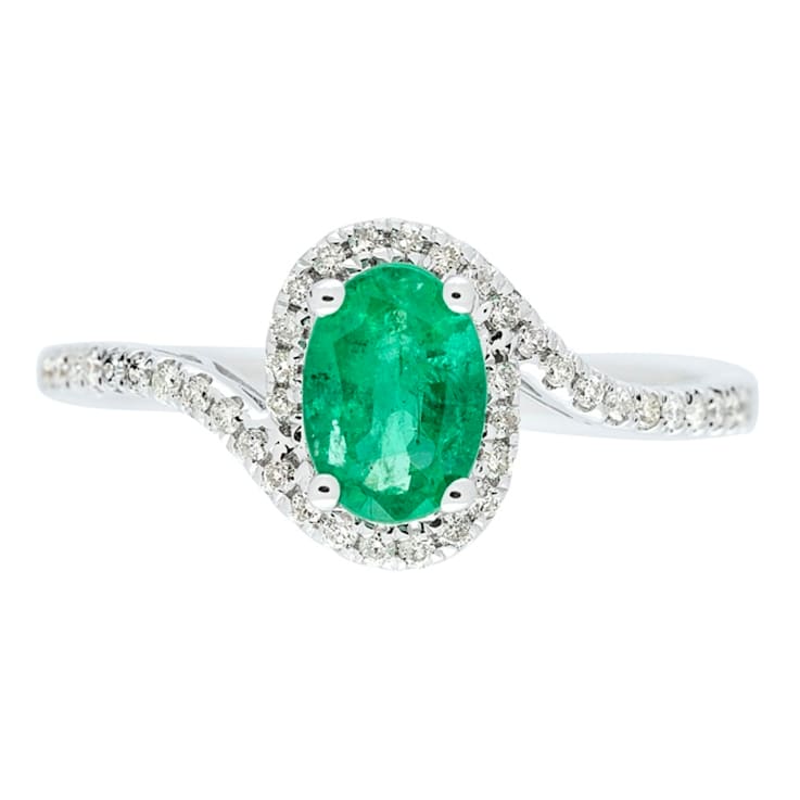 Gin & Grace 14K White Gold Emerald & Diamond Ring