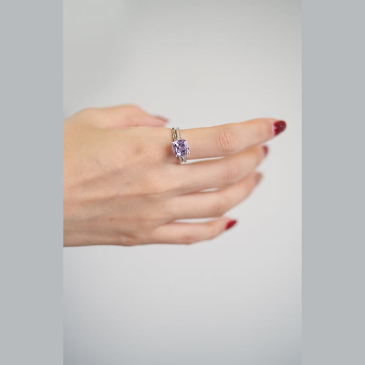 Gin & Grace 14K White Gold Natural Light Pink Amethyst Diamond (I1) Ring