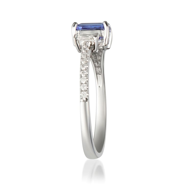 Gin & Grace 14K White Gold Real Diamond Ring (I1) with Genuine Tanzanite