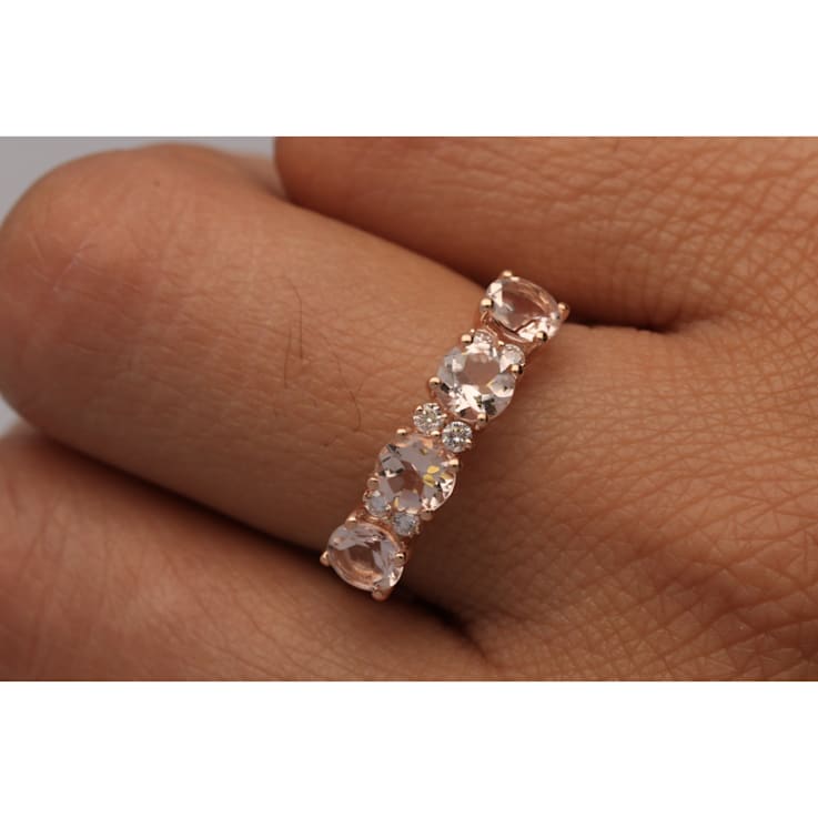 Gin & Grace 14K Rose Gold Real Diamond Anniversary Ring (I1) with
Genuine Morganite