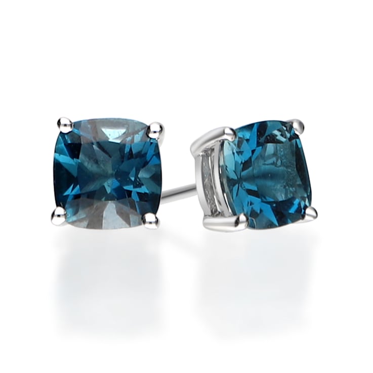Gin & Grace 14K White Gold Stud Earring with London Blue Topaz