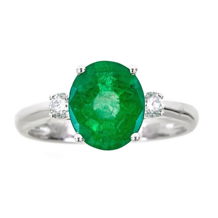 Gin & Grace 14K White Gold Emerald & Diamond Ring