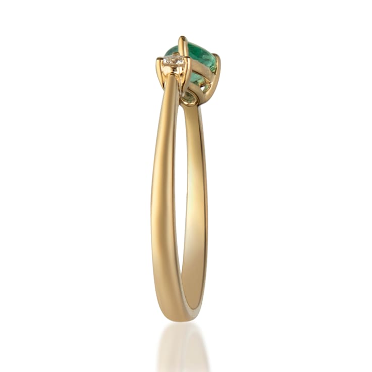 Gin and Grace 14K Yellow Gold Zambian Emerald Ring with Diamonds