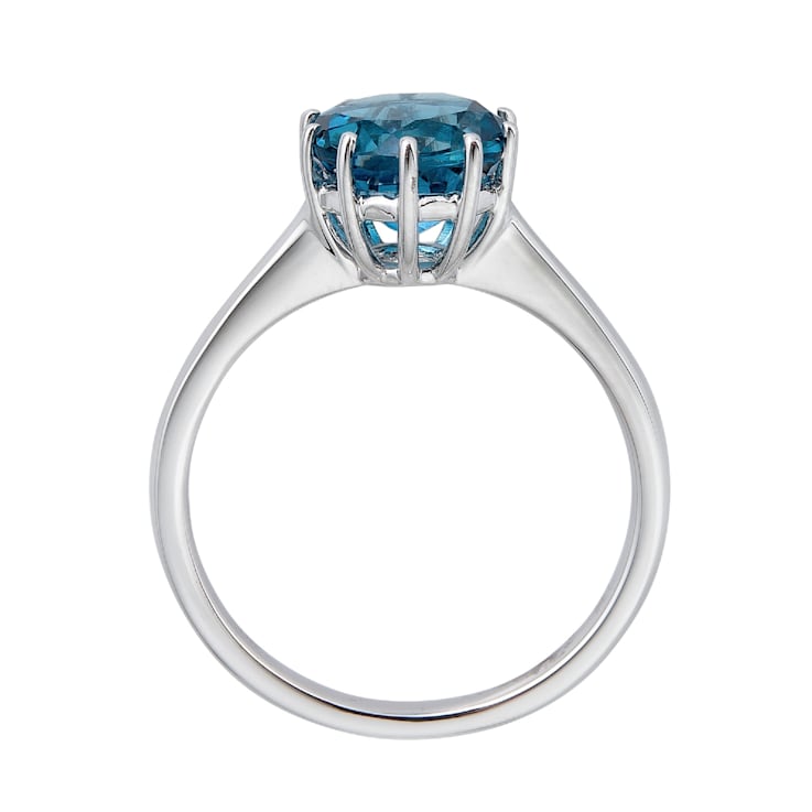 Gin & Grace 10K White Gold Solitaire Eternity Ring (I1) with Genuine
London Blue Topaz