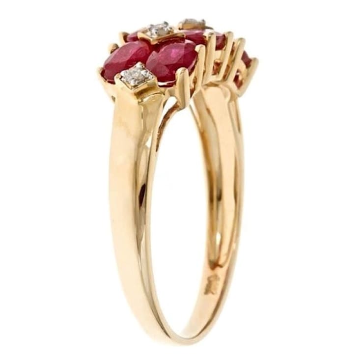 Gin & Grace 14K Yellow Gold Real Diamond Anniversary Engagement Ring
(I1) with Genuine Ruby