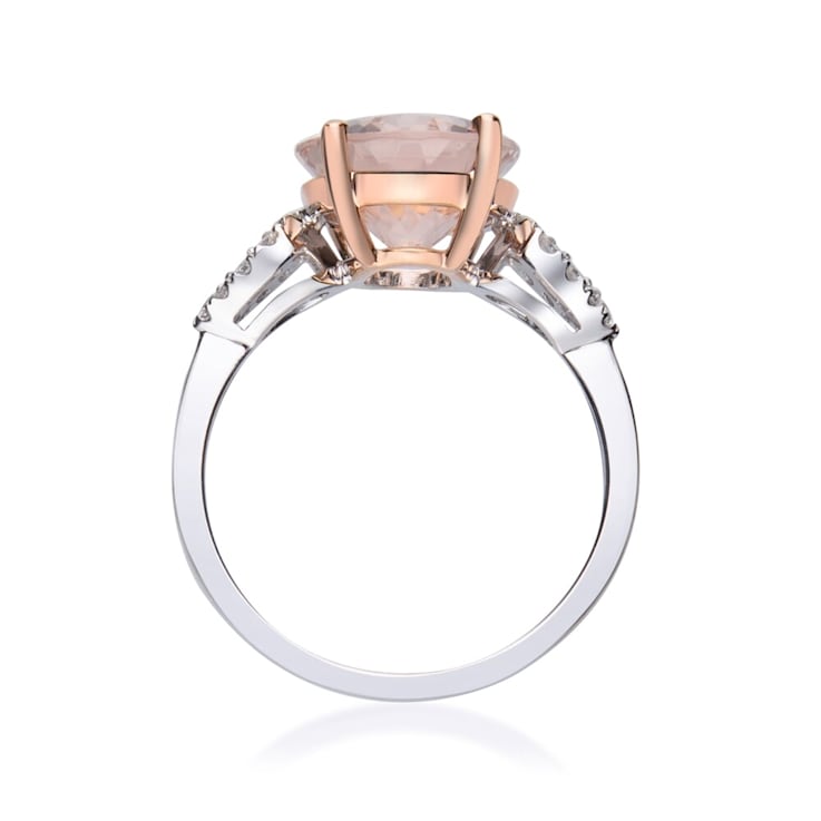 Gin & Grace 14K Two Tone Gold Morganite with Diamond Ring