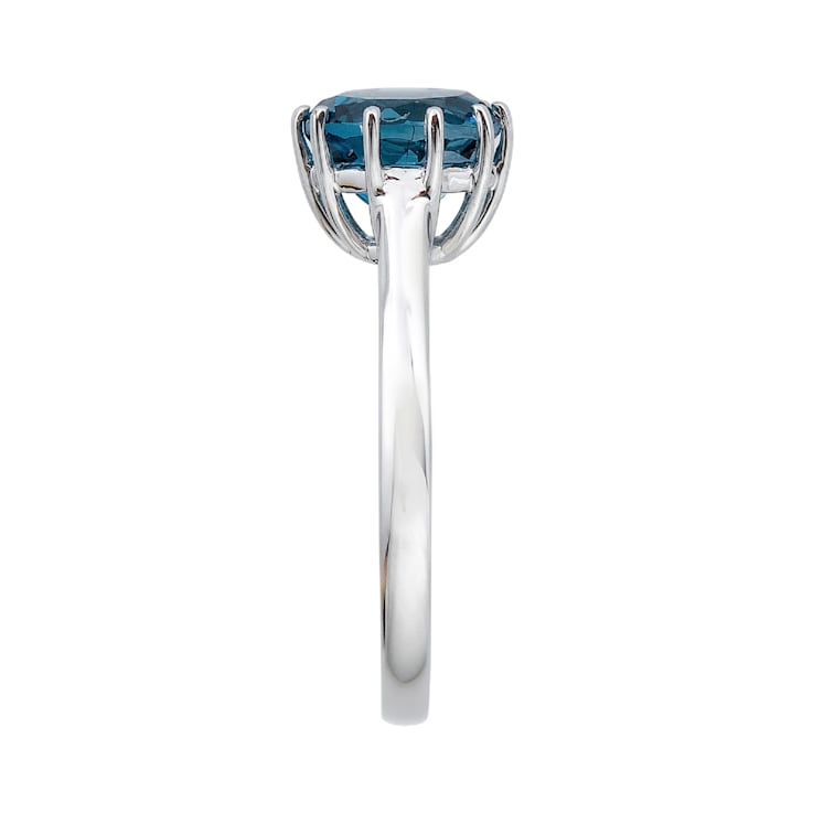 Gin & Grace 10K White Gold Solitaire Eternity Ring (I1) with Genuine
London Blue Topaz