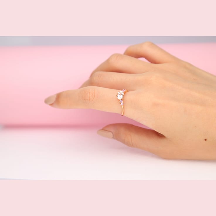 Gin & Grace 18K Rose Gold Ring with Genuine Morganite & Natural
Pink Sapphire