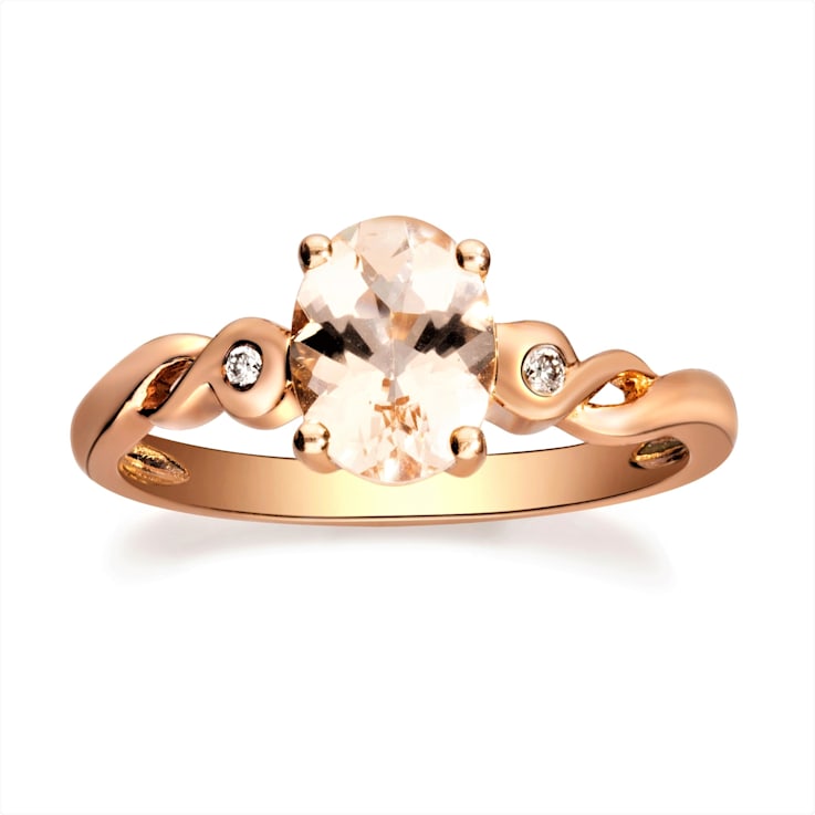 Gin & Grace 10K Rose Gold Morganite and Diamond Engagement Ring