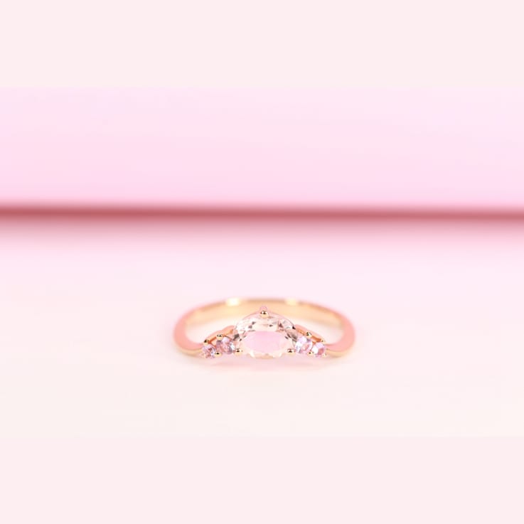 Gin & Grace 18K Rose Gold Ring with Genuine Morganite & Natural
Pink Sapphire