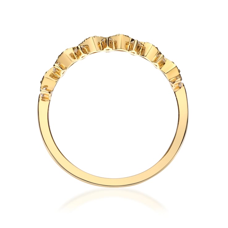 Gin & Grace 18K Yellow Gold Real Diamond Ring (I1)