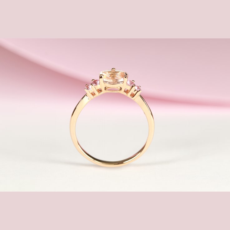 Gin & Grace 18K Rose Gold Ring with Genuine Morganite & Natural
Pink Sapphire