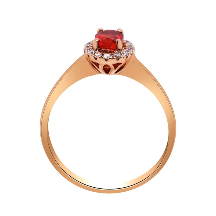 Gin & Grace 14K Rose Gold Real Diamond Anniversary Ring (I1) with
Natural Fire Opal