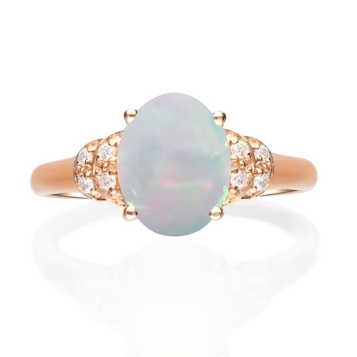 Gin & Grace 14K Rose Gold Natural Opal & Real Diamond (I1)
Statement Ring