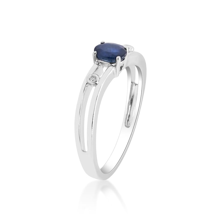 Gin & Grace 14K White Gold Natural Blue Sapphire & Real Diamond
(I1) Ring